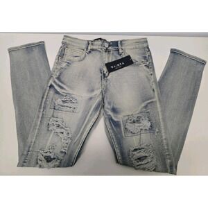 Waimea Boys Distressed Bleach Wash Blue Jeans Size 18 NWT